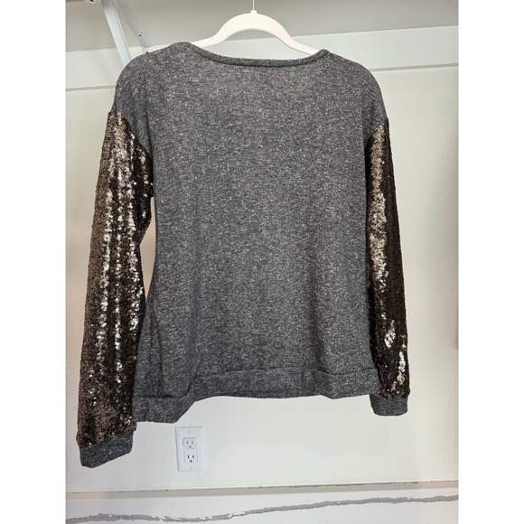Entro Sequin‎ Long-Sleeve Light Sweater Grey Size Medium - Picture 3 of 8